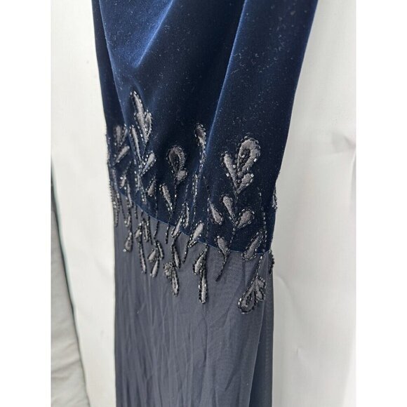Rimini Maxi Dress Women 6 Navy Blue Velour Fairy Grunge Whimsigoth Beaded - Picture 3 of 10